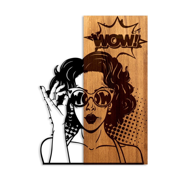 Wallity Wow Escultura de pared de madera y metal en Nogal y Negro Wallity Wow Escultura de pared de madera y metal en Nogal y Negro